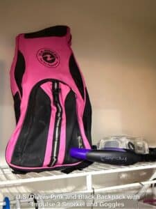 U.S.-Divers-Pink-and-Black-Backpack-with-Impulse-Snorkel-and-Goggles