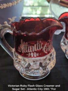 Victorian-Ruby-Flash-Glass-Creamer-and-Sugar-Set-Atlantic-City-For-Mother-second-image