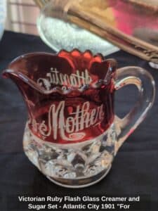 Victorian-Ruby-Flash-Glass-Creamer-and-Sugar-Set-Atlantic-City-For-Mother-third-image