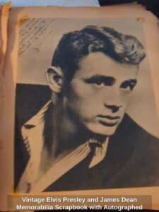 Vintage-Elvis-Presley-and-James-Dean-Memorabilia-Scrapbook-with-Autographed-Photo-third-image