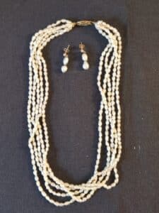 Multi-Strand-Freshwater-Pearl-Necklace-and-Earring-Set-with-Sterling-Silver-Clasps-and-k-Gold-Backs-1