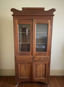Antique-Victorian-Walnut-or-Oak-Jelly-Cupboard-or-Cabinet-with-Glass-Doors-and-Drawers