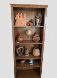 Oak-Mission-Style-Bookcase-with-Southwestern-Decor