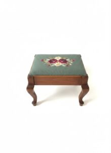 Vintage-Needlepoint-Footstool-with-Floral-Motif-and-Cabriole-Legs
