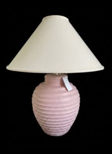 Vintage-Pink-Ribbed-Plaster-Table-Lamp