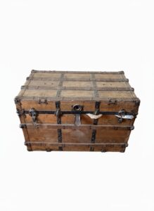 Vintage-Wood-and-Metal-Bound-Steamer-Trunk