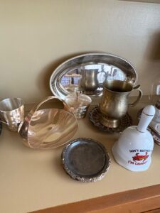 Assorted-Silverplate-and-Decorative-Tableware-Collection-with-Novelty-Ceramic-Bell