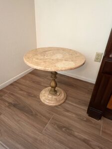 Hollywood-Regency-Marble-Top-Pedestal-Accent-Table
