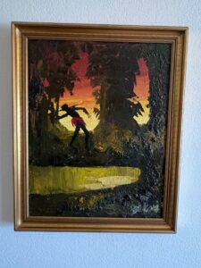Mid-Century-Impasto-Oil-Painting-of-Figure-in-Landscape