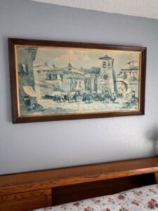 Rafael-Espaa-Oil-Painting-of-Spanish-Town-Square-with-Church