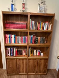 Twin-Oak-Veneer-Bookcases-with-Assorted-Literary-Collection