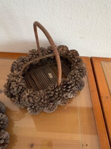 Handcrafted-Pine-Cone-Decorative-Basket-and-Heart-Shaped-Wreath-second-image