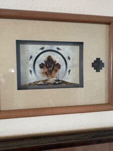 Native-American-Style-Bison-and-Feathers-Framed-Art