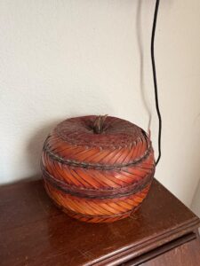 Vintage-Shanghai-Handicrafts-Woven-Rattan-Apple-Lidded-Basket