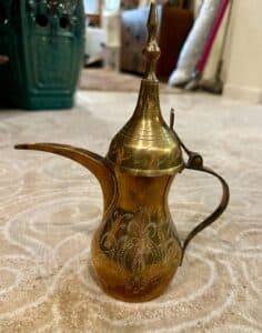 Etched Brass Dallah Coffee Pot