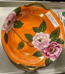 Vintage Hand-Painted Floral Bowl with Gold Trim