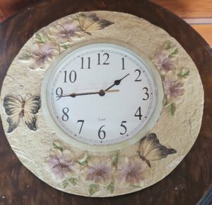 Butterfly-and-floral-wall-clock