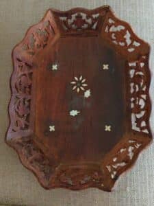 Carved-Octagonal-Wooden-Tray-with-Mother-of-Pearl-Inlay