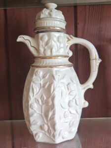 Creamware-Floral-Pitcher-with-Gold-Trim