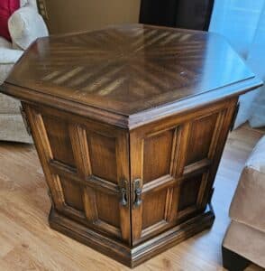 Ethan-Allen-Hexagonal-Cabinet-End-Table