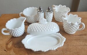 Fenton-Hobnail-Milk-Glass-piece-set