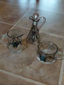 Glass-creamer-sugar-and-decanter-set