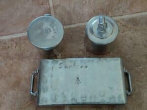 Hammered-Metal-Sugar-and-Creamer-Set-with-Tray-second-image