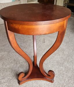 Vintage-Cherry-Wood-Pedestal-Accent-Table