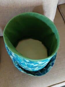 Vintage-Fabric-Storage-Bin-with-Leaf-Pattern-second-image