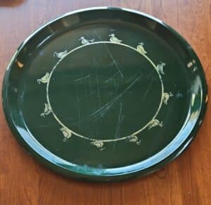 Vintage-Green-Bird-Motif-Tin-Serving-Tray
