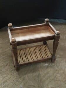 Vintage-Oak-and-Cane-Two-Tier-Side-Table