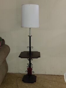 Vintage-Wrought-Iron-Floor-Lamp-with-Red-Glass-Accent-second-image