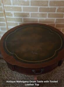 Antique-Mahogany-Drum-Table-with-Tooled-Leather-Top-second-image