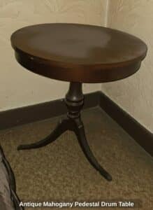 Antique-Mahogany-Pedestal-Drum-Table