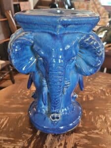 Blue-Ceramic-Elephant-Garden-Stool
