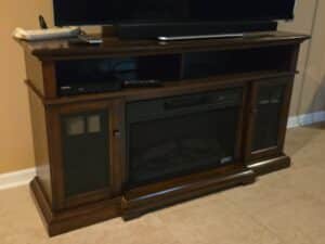 Dark-Wood-Electric-Fireplace-TV-Stand