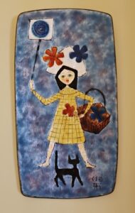Enamel-Plaque-with-Girl-and-Cat