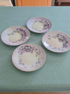 J.P.-L.-France-Hand-Painted-Violet-Plates-Set