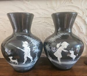 Pair-of-Mary-Gregory-Black-Vases