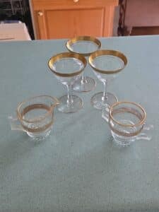 Tiffin-Franciscan-Rambler-Rose-Gold-Rimmed-Glassware-Set