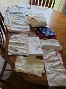 Vintage-Embroidered-Linens-Assortment-with-American-Flag
