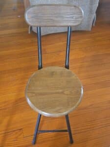 Vintage-Oak-Stool-with-Metal-Legs