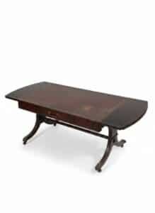Regency-Style-Mahogany-Drop-Leaf-Writing-Table-with-Lyre-or-Harp-Legs-fourth-image