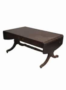 Regency-Style-Mahogany-Drop-Leaf-Writing-Table-with-Lyre-or-Harp-Legs-third-image