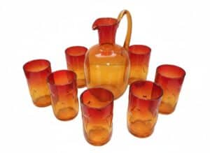 Amberina-Glass-Pitcher-and-Tumbler-Set