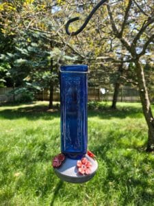 Cobalt-Blue-Embossed-Glass-Hummingbird-Feeder-1