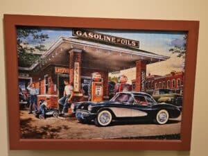 Dan-Hatala-Gas-Station-Scene-Framed-Print