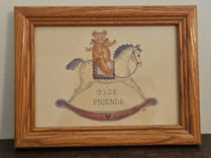 Framed-Olde-Friends-Teddy-Bear-Rocking-Horse-Print-by-Mimi