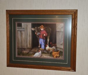 Girl-with-Calf-and-Chickens-Print