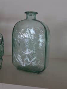 Green-Sunflower-Embossed-Glass-Bottle